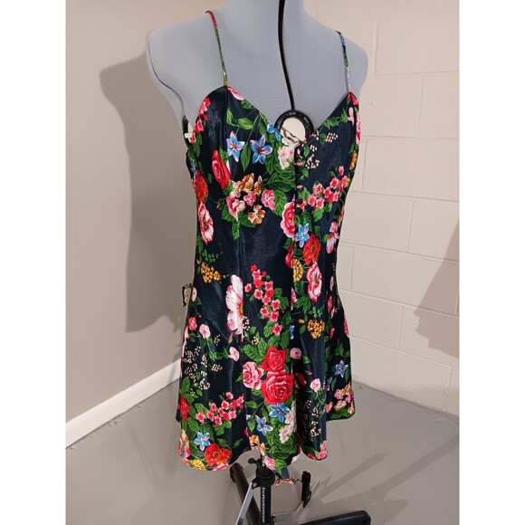 Cacique Other - Lingerie Cacique Womens Black Floral Print Multicolor Roses Size Medium Satin